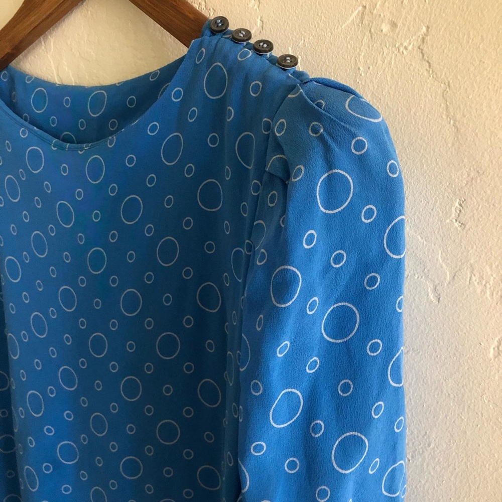 Blue silk bubble dot vintage dress